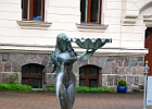 Jugendstilbrunnen vor dem Schlosshotel Ralswiek : Brunnen, Schlosshotel Ralswiek, Jungfrau, Rügen